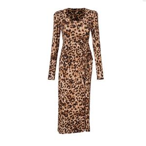 CAbi Selma Animal Print Long Sleeve Dress Medium M #4216 GUC